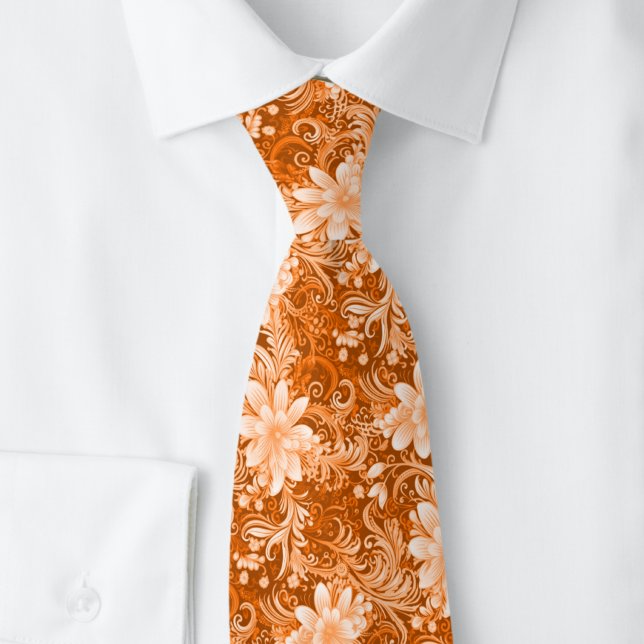 Gravata Batik Floral Laranja Queimado (Criador carregado)