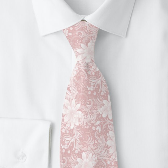 Gravata Batik Floral Rosa Champanhe (Criador carregado)