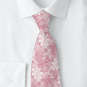 Gravata Batik Floral Rosa Empoeirada