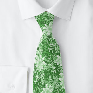 Gravata Batik Floral Verde Floresta