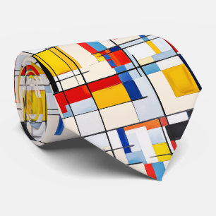 Gravata Bauhaus Squares Boho 60's 70's Pattern Necktie