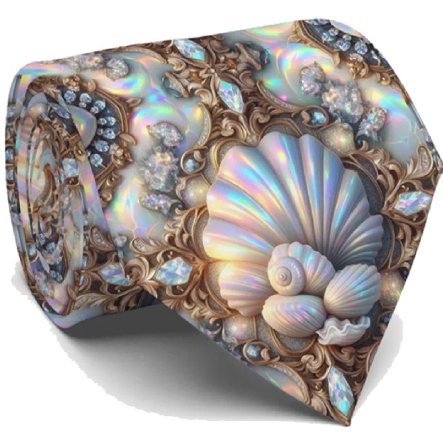 Gravata Beach Lovers | Padrão de Concha de Mar com (Criador carregado)