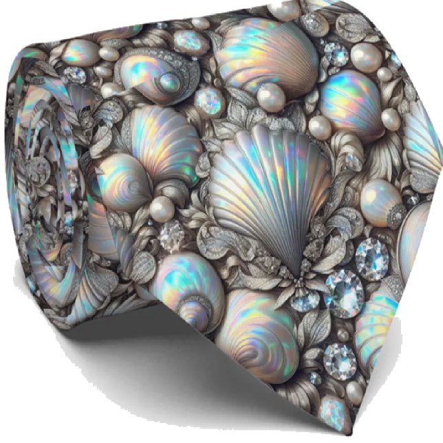 Gravata Beach Lovers | Padrão de Concha do Mar com (Criador carregado)