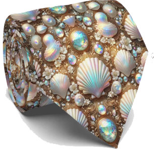 Gravata Beach Lovers   Padrão de Concha Opal Diama