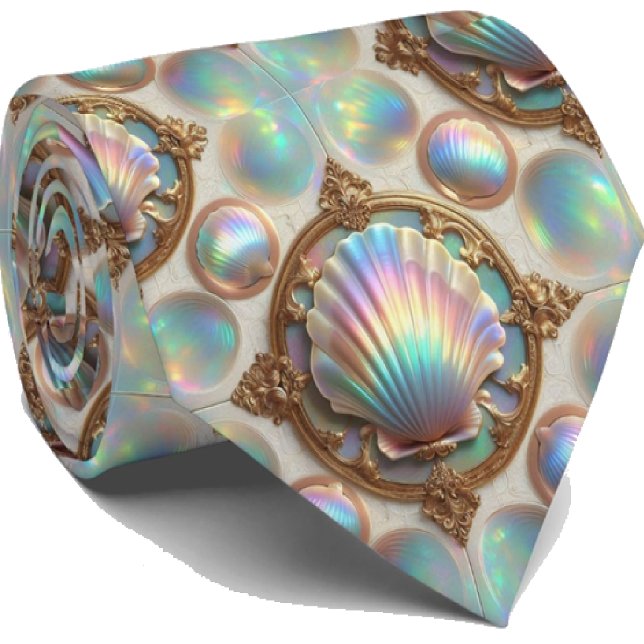 Gravata Beach Lovers | Padrão Opal Seashell (Criador carregado)