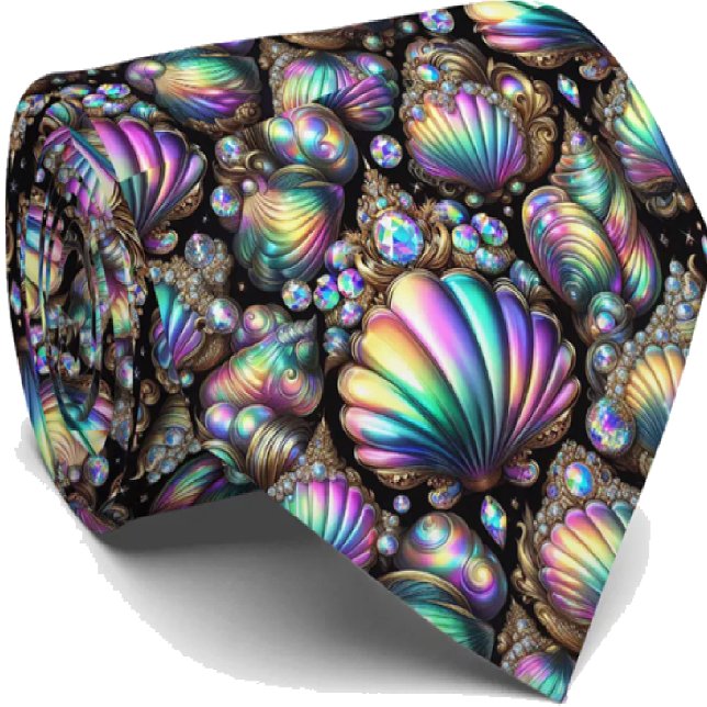 Gravata Beach Lovers Tie | Opal Diamond Seashell Pattern (Criador carregado)