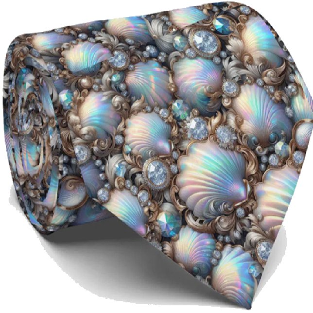 Gravata Beach Lovers Tie | Opal Diamond Seashell Pattern (Criador carregado)