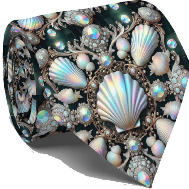 Gravata Beach Lovers Tie | Opal Diamond Seashell Pattern (Criador carregado)