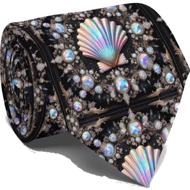 Gravata Beach Lovers Tie | Opal Diamond Seashell Pattern (Criador carregado)