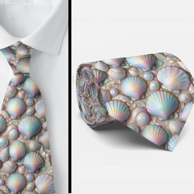 Gravata Beach Lovers Tie | Opal Iridecent Seashells  (Criador carregado)