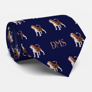 Gravata Beagle Bliss: Marinho de Padrão de Beagle Monogram