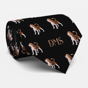 Gravata Beagle Bliss: Padrão de Beagle Monograma Preto