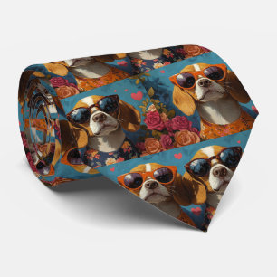 Gravata Beagle com Rosas do Coração Dia dos Namorados