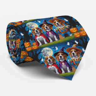 Gravata Beagle Dogs Pumpkin Halloween Engraçado