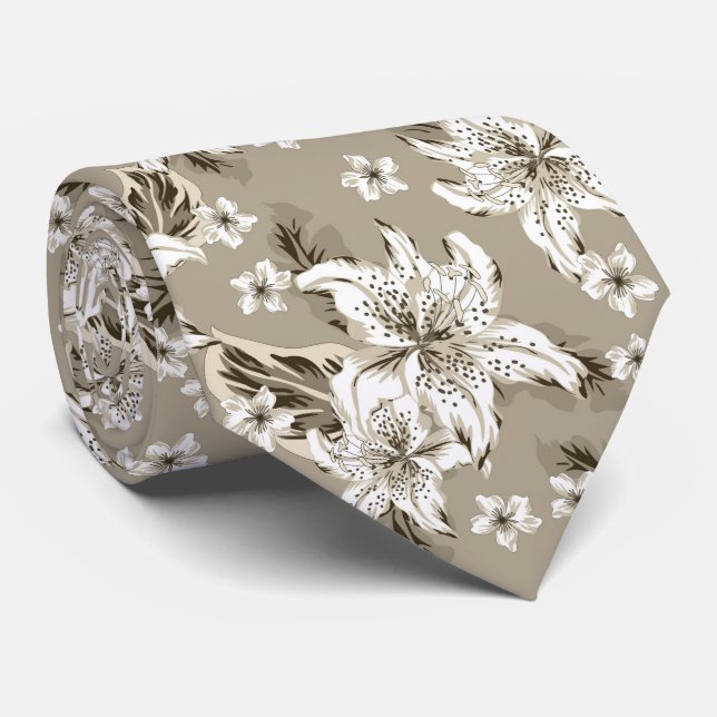 Gravata Beautiful beige flower pattern (Rolled)