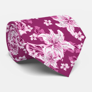 Gravata Beautiful magenta flower pattern