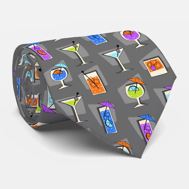 Gravata Bebidas tropicais havaianas retros do happy hour (Rolled)