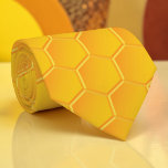 Gravata Bee Lovers Honeycomb Custom Necktie<br><div class="desc">This custom necktie is a delightful tribute to bee lovers and the beauty of nature's honeycomb design. Perfect for anyone who appreciates the industrious bee and the intricate patterns of their homes, this tie is a unique statement piece. The vibrant colors and detailed honeycomb pattern make it a conversation starter,...</div>