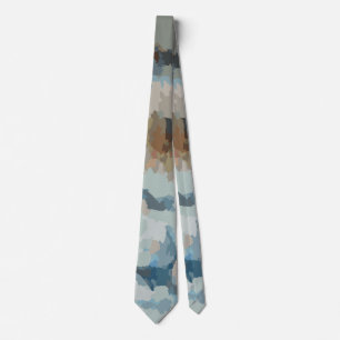 Gravata bege-castanho-azul esticado natureza abstrato mode