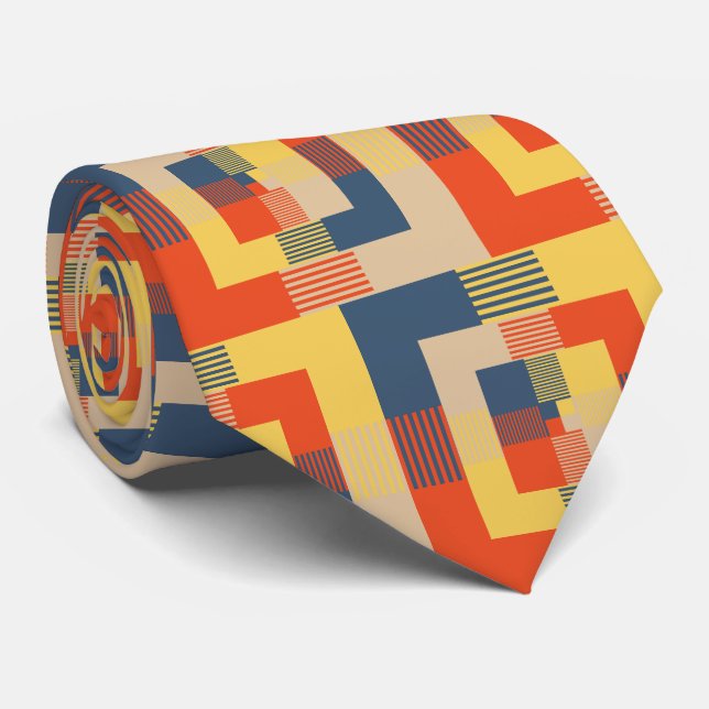 Gravata bege vermelho amarelo azul (Rolled)