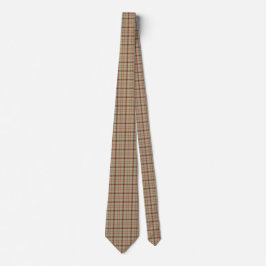 Gravata Beige Burgundy White Plaid Classic Neck Tie
