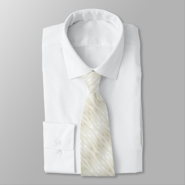 Gravata Beige luminoso e branco texturizados (Amarrado)