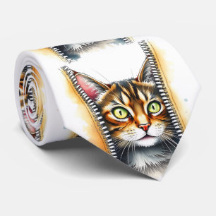 Gravata Bela Coleção Popular De Gatos De Aquarela