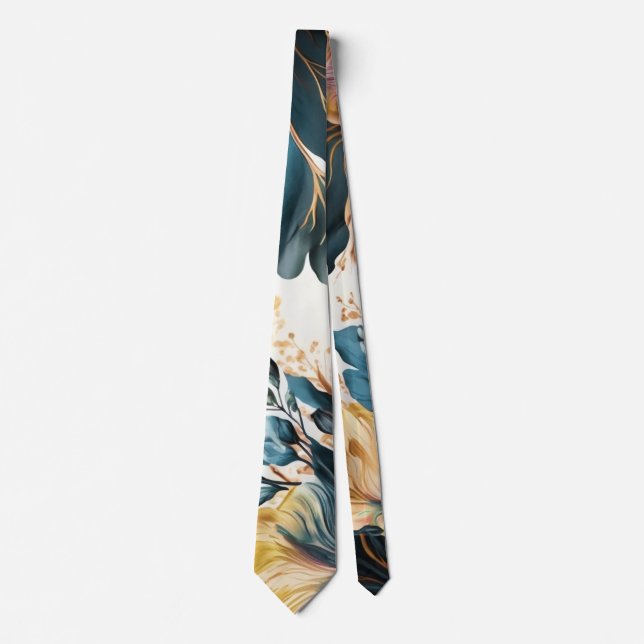 Gravata Bela floral em aquarela (Frente)
