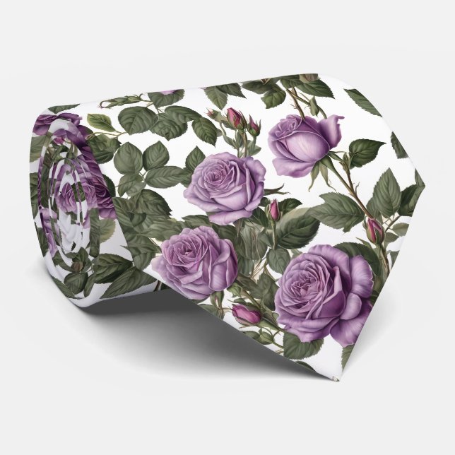 Gravata "Beleza do Eterno: Rosas de visões provinciais rox (Rolled)