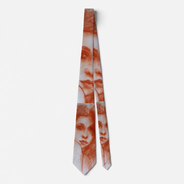 Gravata BELEZA ROMÂNTICA / Retrato feminino em Sepia Brown (Frente)