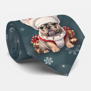 Gravata Belo Bulldog Francês Santa Hat Feliz Natal