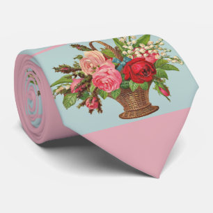 Gravata belo cesto de flores vitoriano impressão