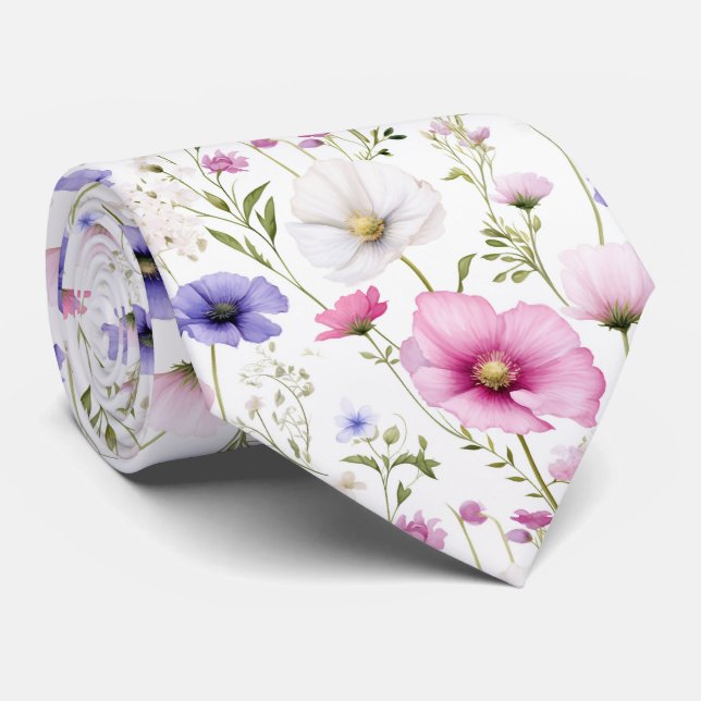 Gravata Belo Colo Floral de Verão (Rolled)