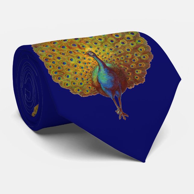 Gravata belo impressão de pavão vitoriano (Rolled)