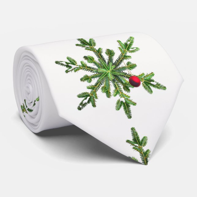 Gravata Belo Snowy Pine Snowflake Natal (Rolled)