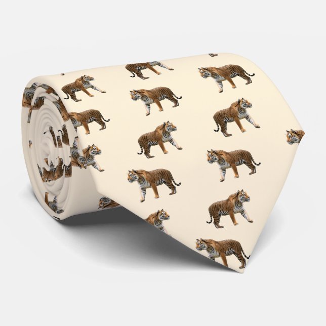 Gravata Bengal Tiger Wildlife Animal Patterado (Rolled)
