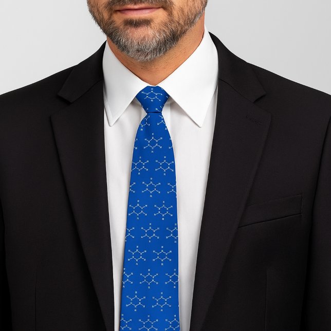 Gravata Benzene Molecule Azul (Benzene Molecule Pattern Blue Neck Tie)