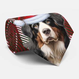 Gravata Bernese Mountain Dog Red Green Xadrez Natal