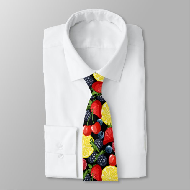 Gravata Berries & Citrus Pattern Men’s Necktie (Amarrado)