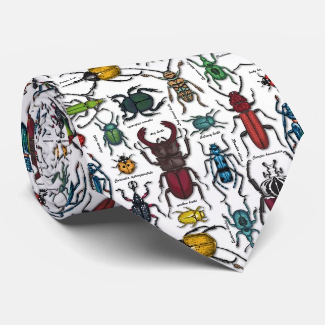 Gravata Besouros em branco (Rolled)