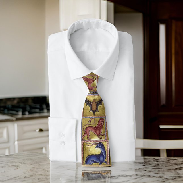 Gravata Bestial Dourado, Aberdeen, medieval, vermelho (Criador carregado)