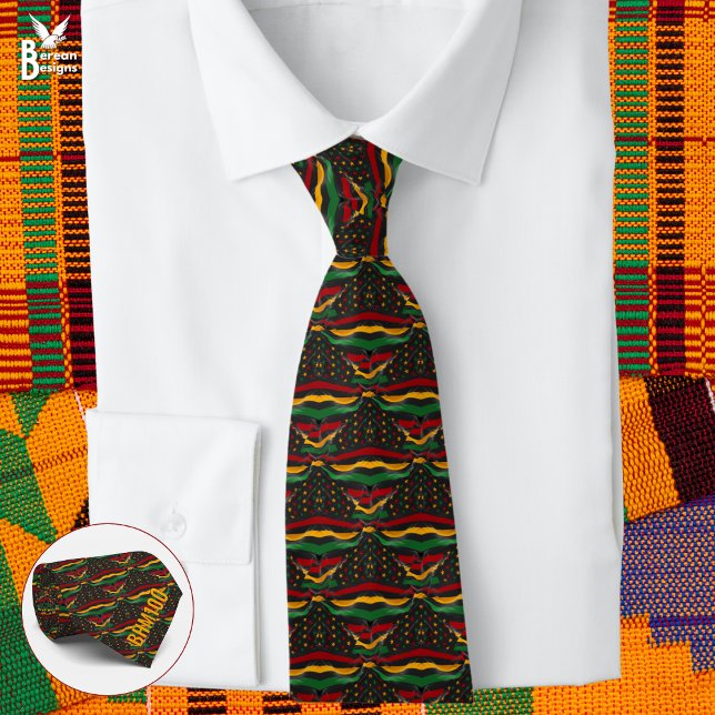 Gravata BHM100 Black History Month Centennial Monogram  (African American Stars & Stripes Tie with custom monogram. Ideal for Black History Month Centennial)