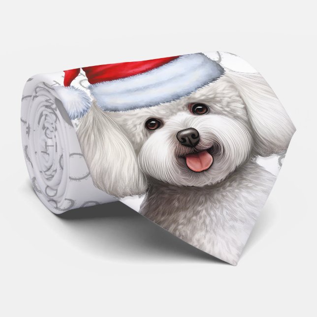 Gravata Bichon Frise Dog Pet Lover de Natal (Rolled)