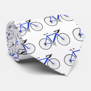 Gravata bicicleta azul em branco