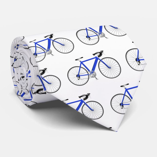 Gravata bicicleta azul em branco (Rolled)