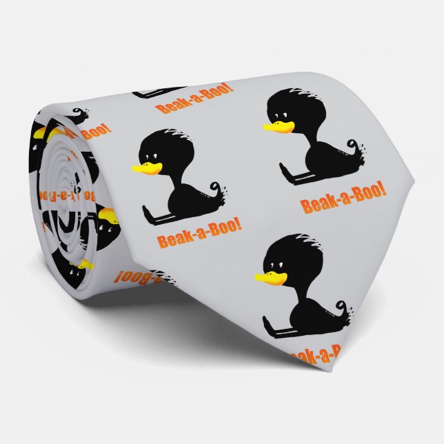 Gravata Bico-a-Bico! Pato de Desenho Animado Fofo com Troc (Rolled)