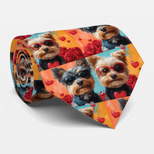 Gravata Biewer Terrier Com Rosas do Coração Dia dos Namora