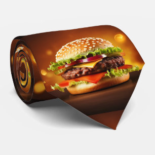 Gravata Big Brown Hamburger Neck Tie