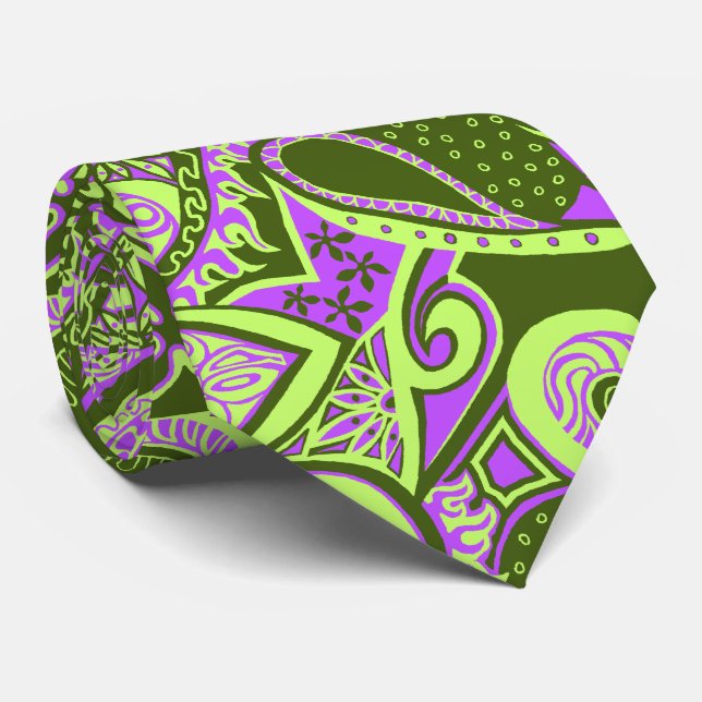 Gravata Bilateral floral de Paisley da viagem da onda (Rolled)