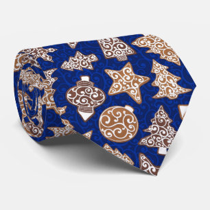 Gravata Biscoitos de pão-de-gengibre Azul Natal Elegante
